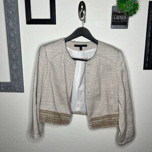 White House Black Market Tweed Suit Jacket - Size 12 - Neutral Tone